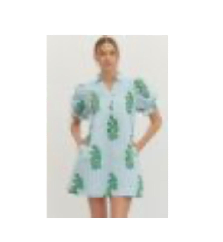 Mini Stripe Denim Block Print Dress