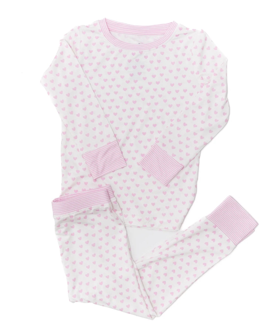 Pink Hearts & Stripes 2 Piece PJ Set | The Uptown Baby