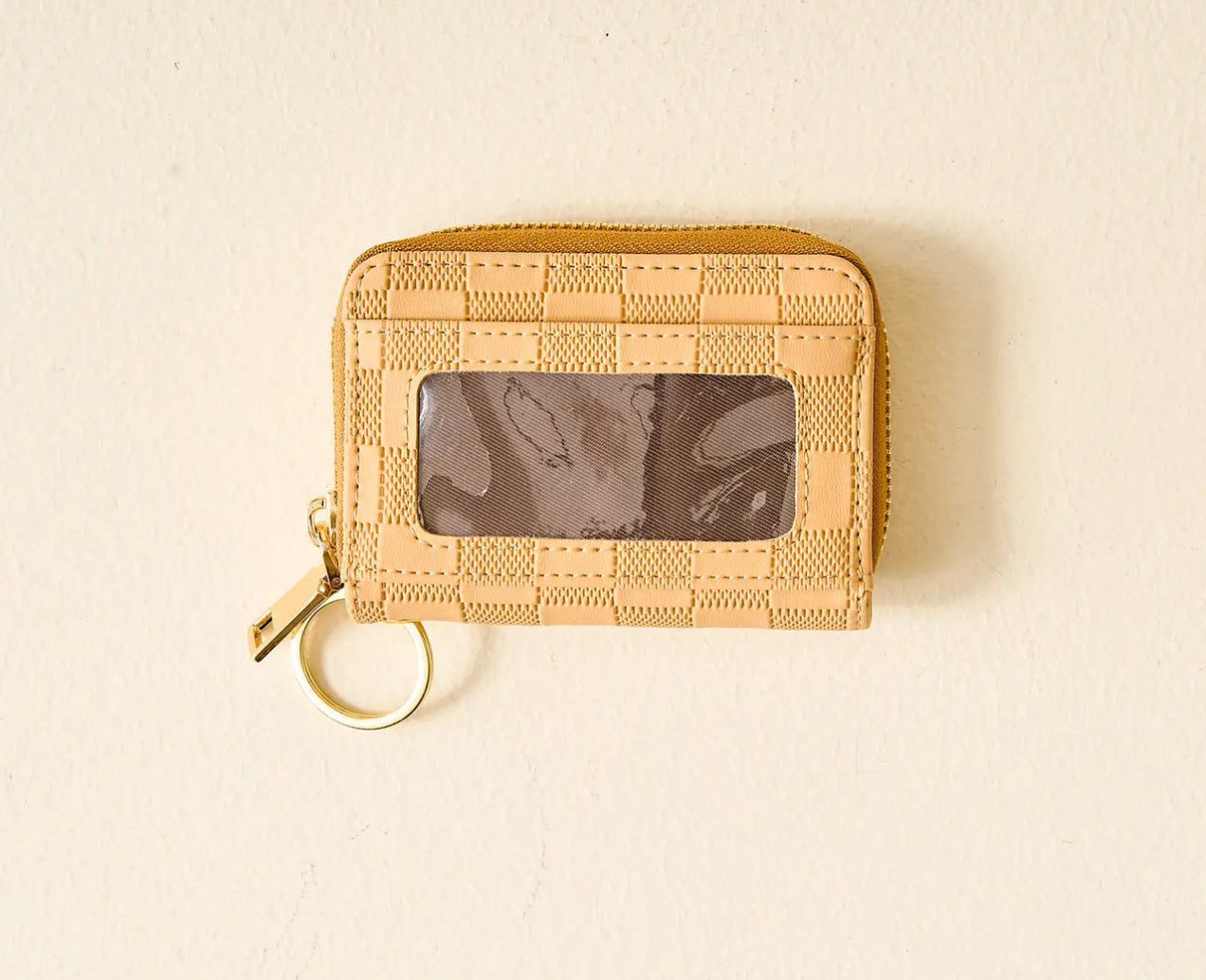 Tan Check Zip Around Wallet