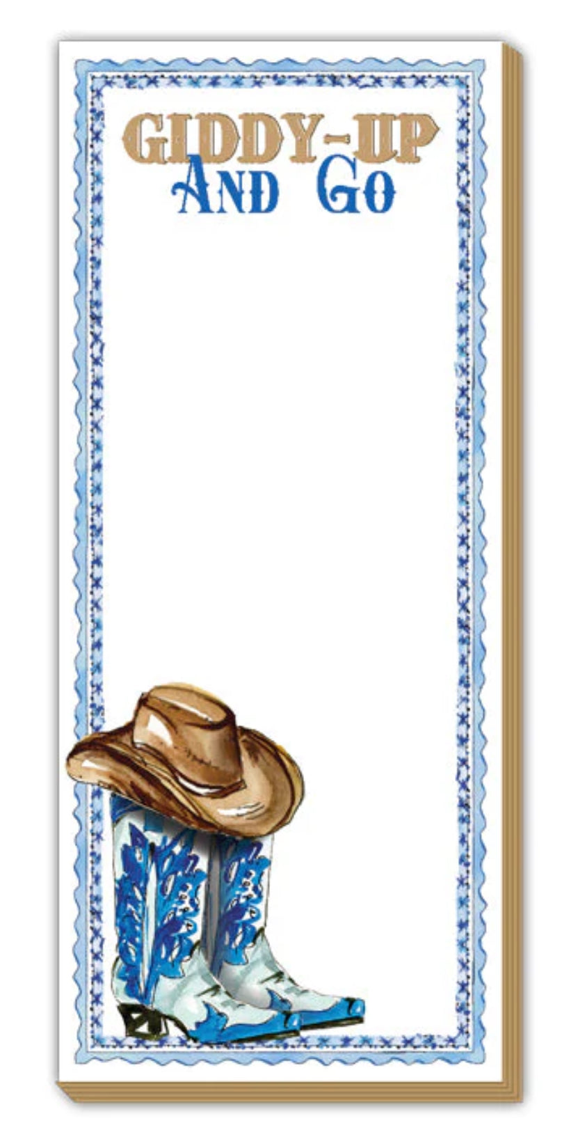 Giddy Up and Go Blue Skinny Notepad