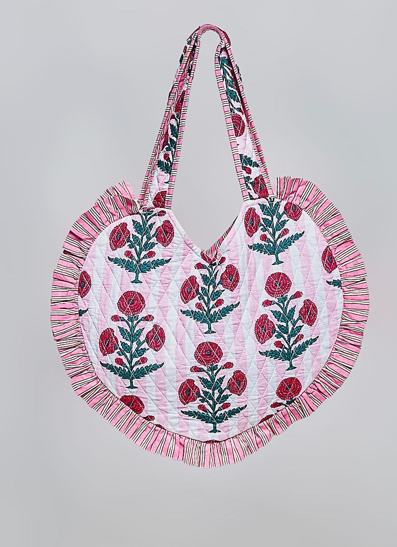 Cotton Quilted Heart Tote