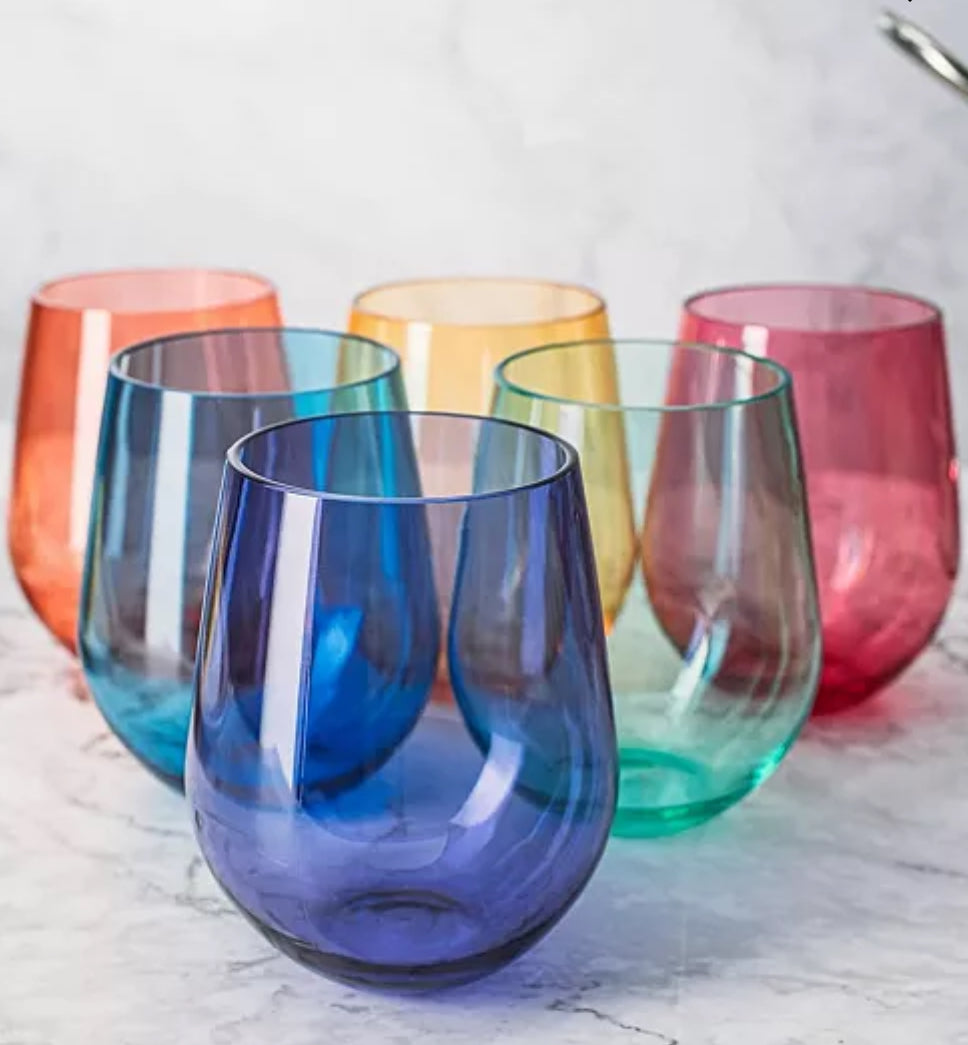 Unbreakable Acrylic Colorful Stemless Wine Glass Set