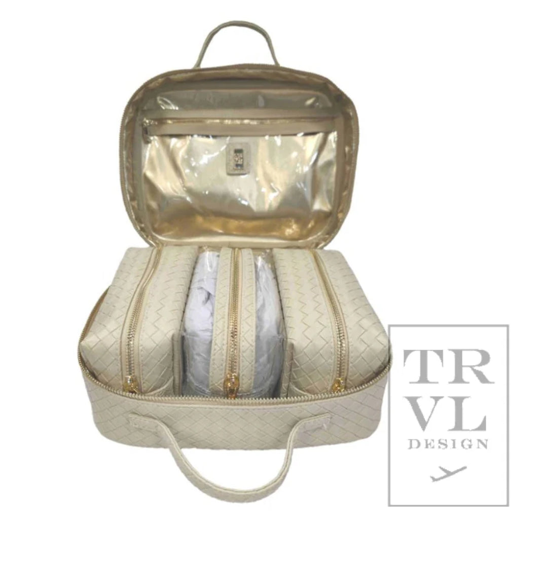 TRVL Design Woven Bisque Luxe Zip Toiletry Case