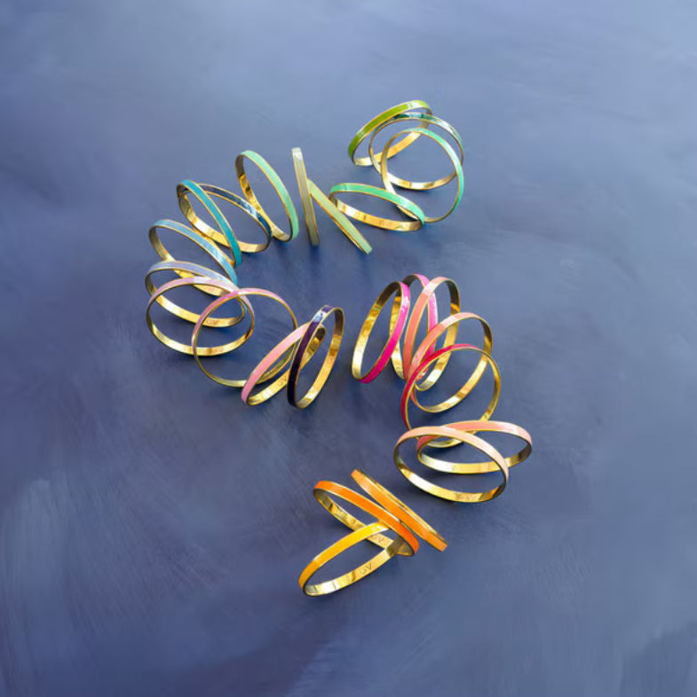 Enameled Rainbow Spangle Bangle 7mm