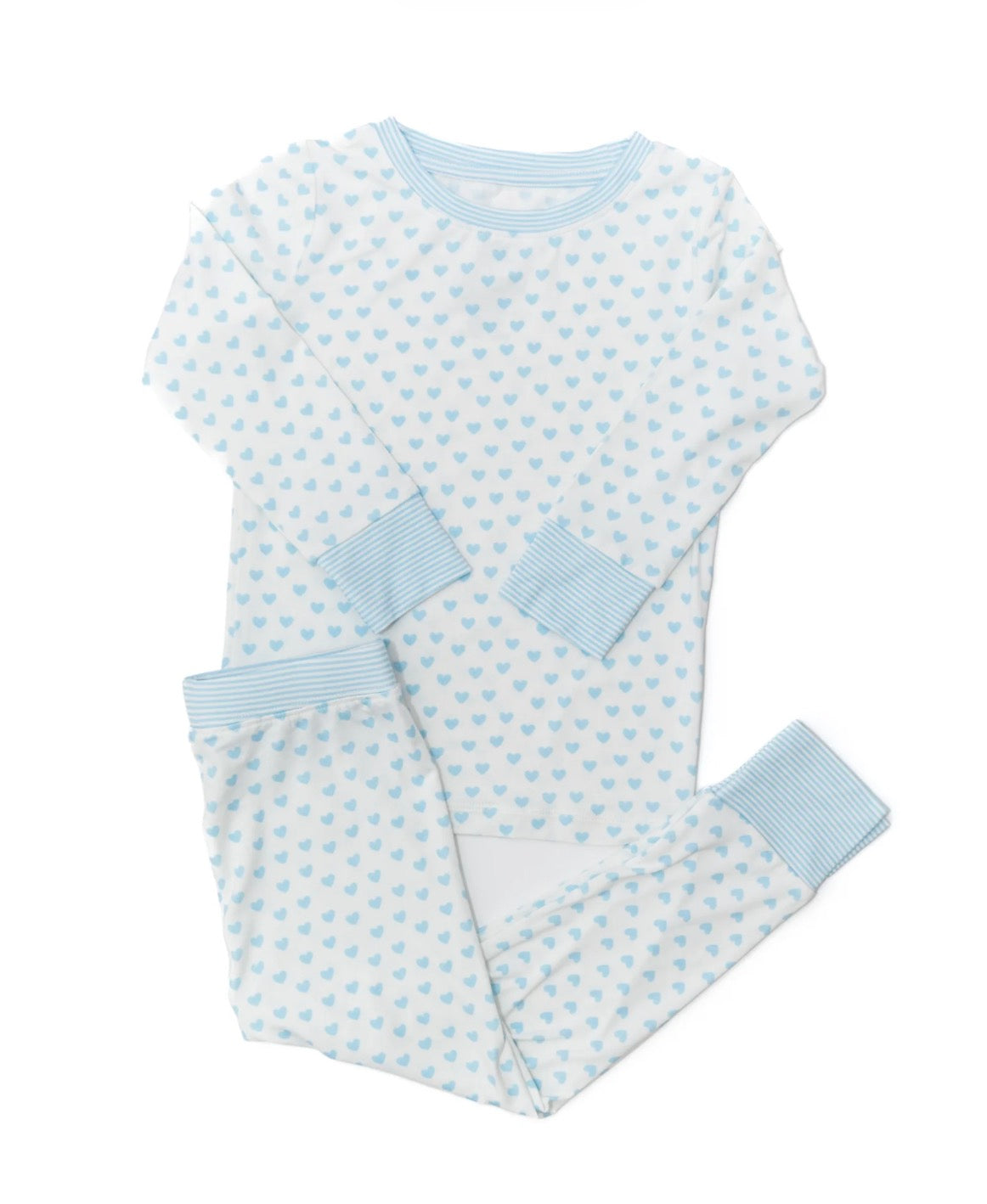 Light Blue Hearts & Stripes 2 Piece PJ Set | The Uptown Baby