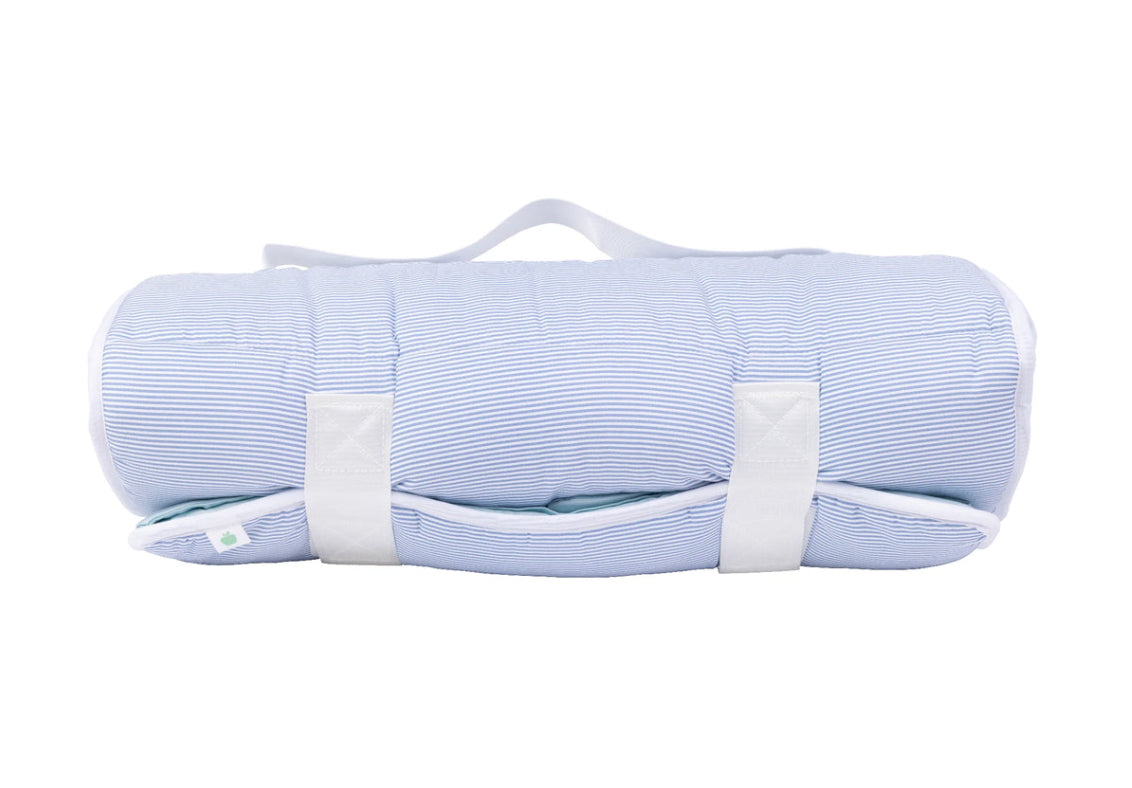 Navy Mini Stripe Apple of My Isla Nap Mat