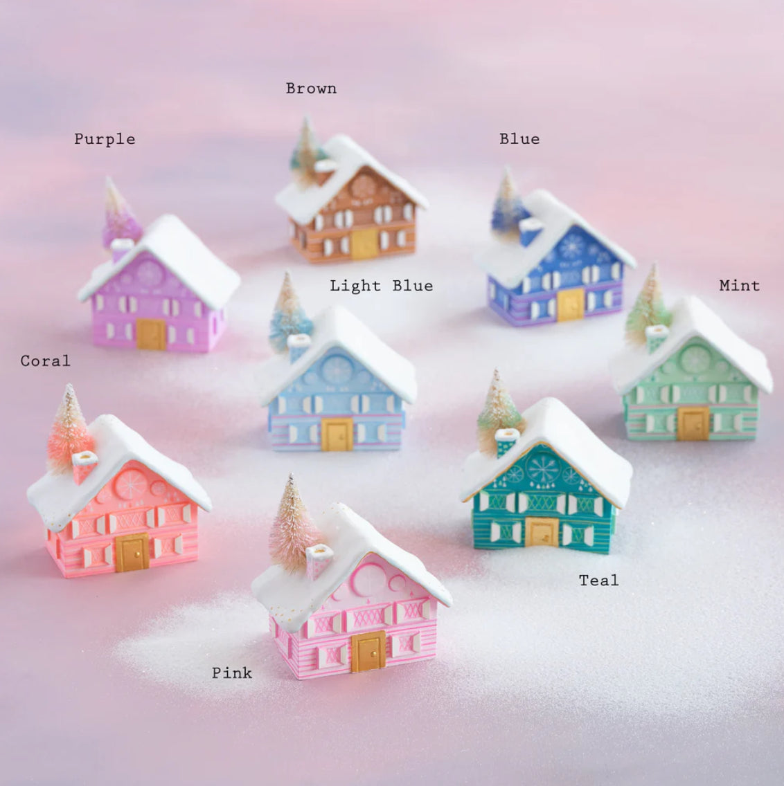 Glitterville Tabletop Ski Chalet Houses
