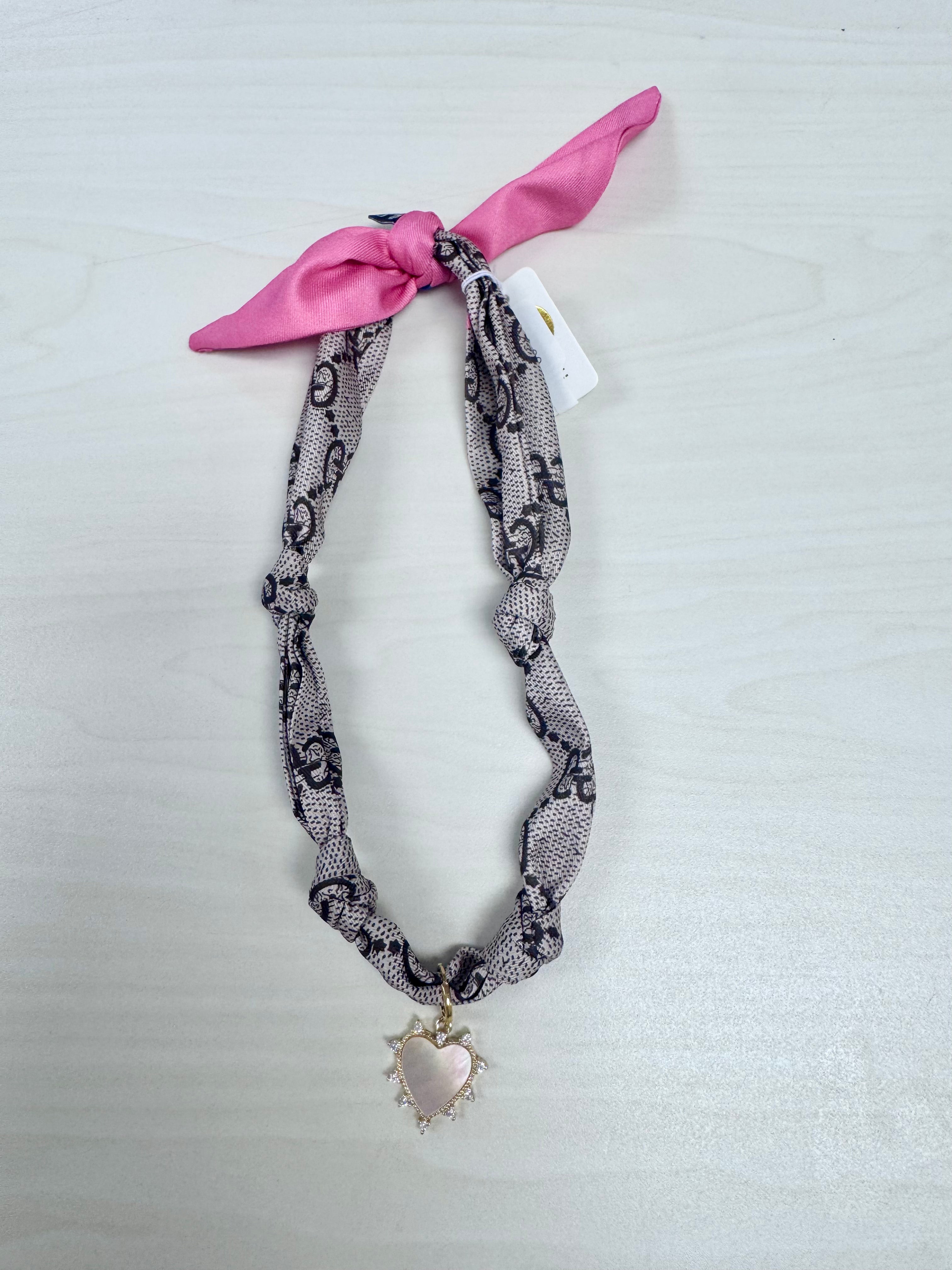 Small Pearl Heart Scarf Necklace
