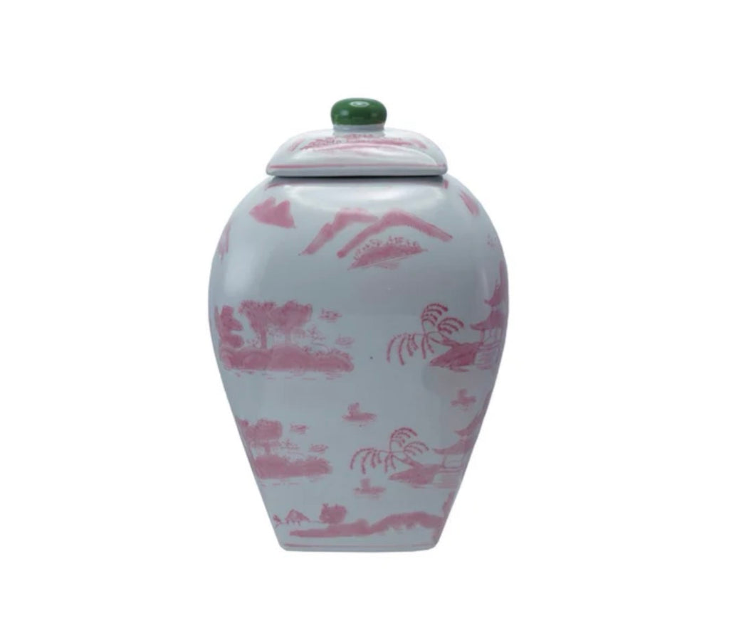 Square Stoneware Ginger Jar