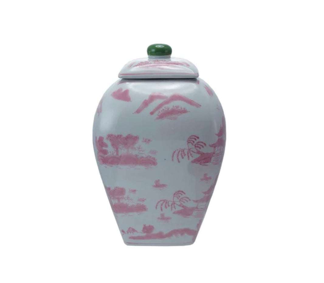 Square Stoneware Ginger Jar