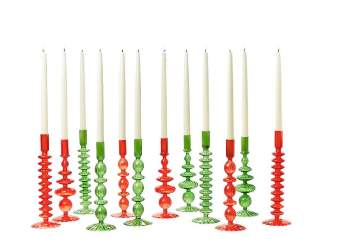 HAND-BLOWN GLASS CANDLESTICK