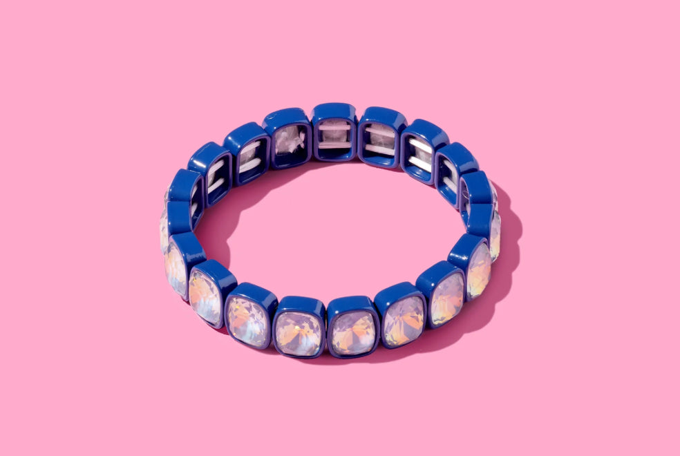 Layla Stretch Bracelet - Enamel w/ Large Rectangle Stones