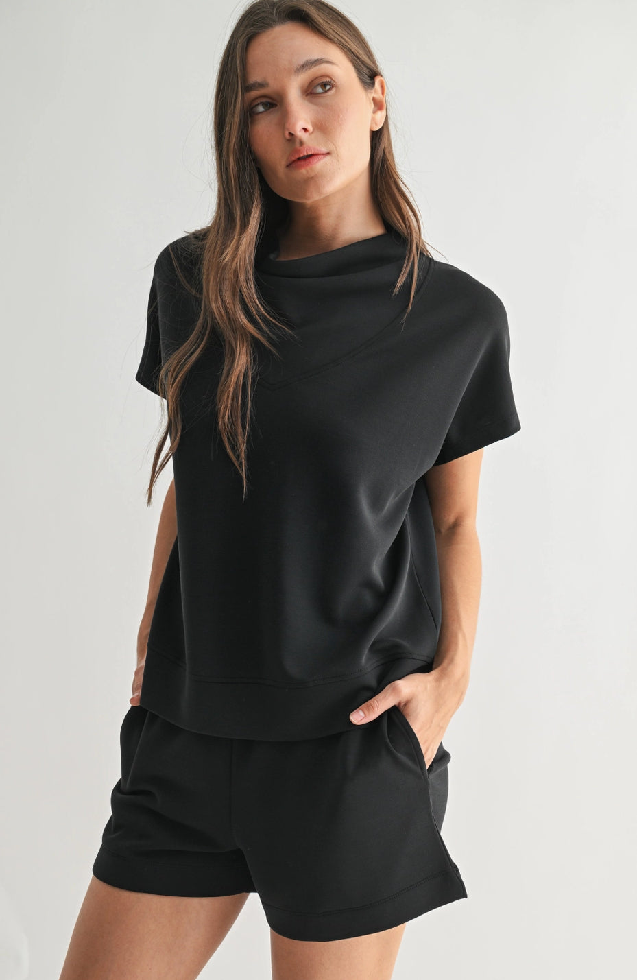 Laguna Cowl Neck Top Black