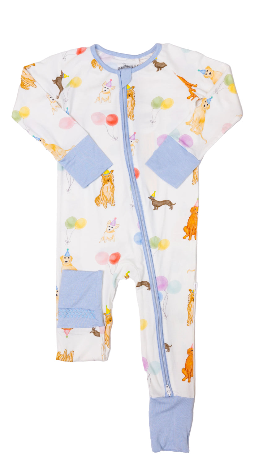 Blue Dog Party Sleep Romper: The Uptown Baby