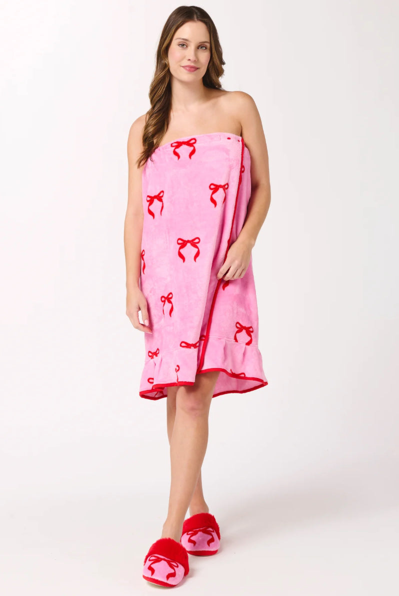 Shiraleah Bow Bath Wrap, Pink