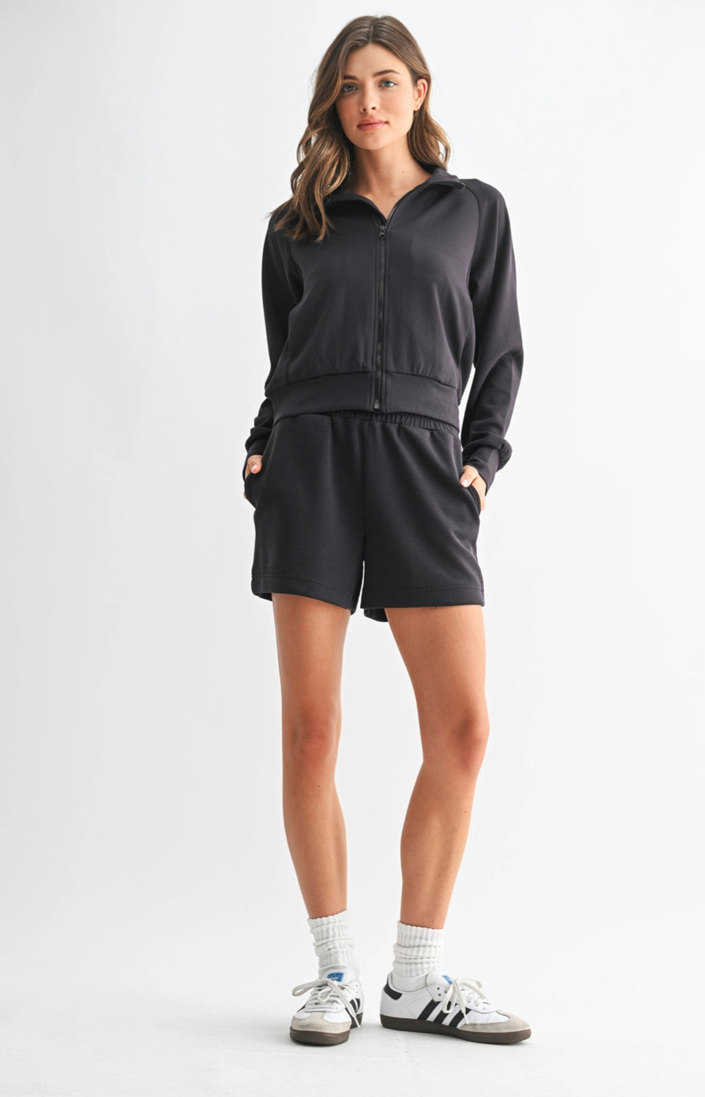 Luxe Sand Wash Rib Zip Jacket