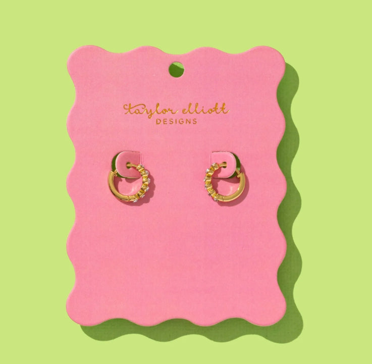 Blaire Bezel Huggie Earrings by Taylor Elliott Designs