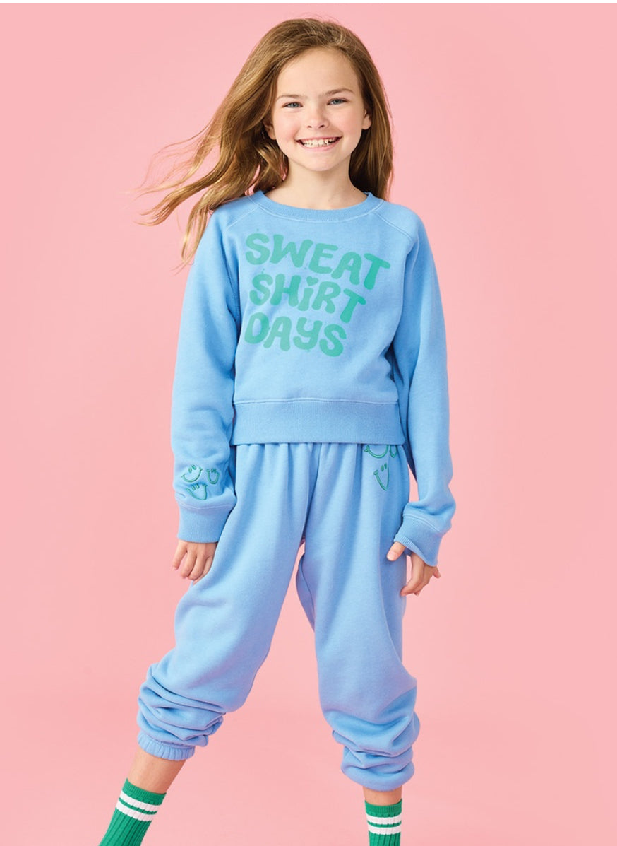 Happy Faces Bright Blue Basic Sweatpant