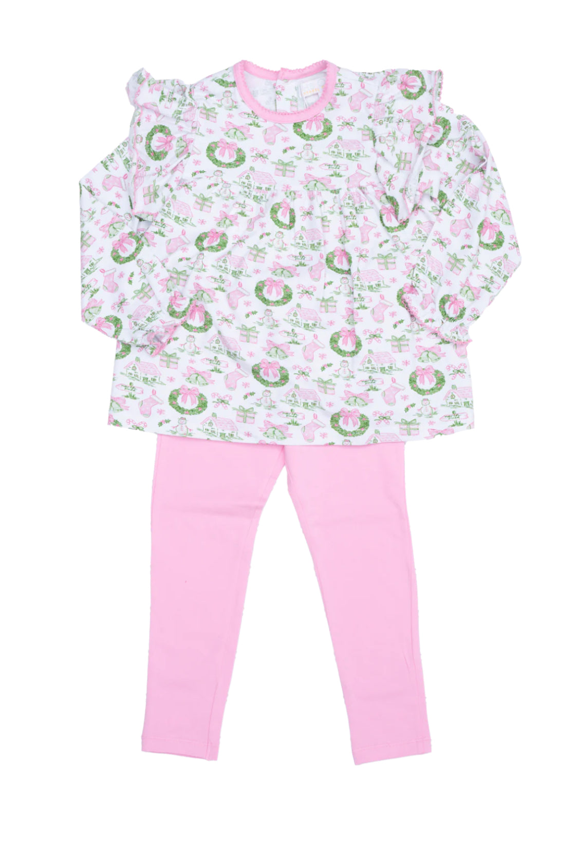 The Oaks Apparel Pink Holiday Toile Legging Set