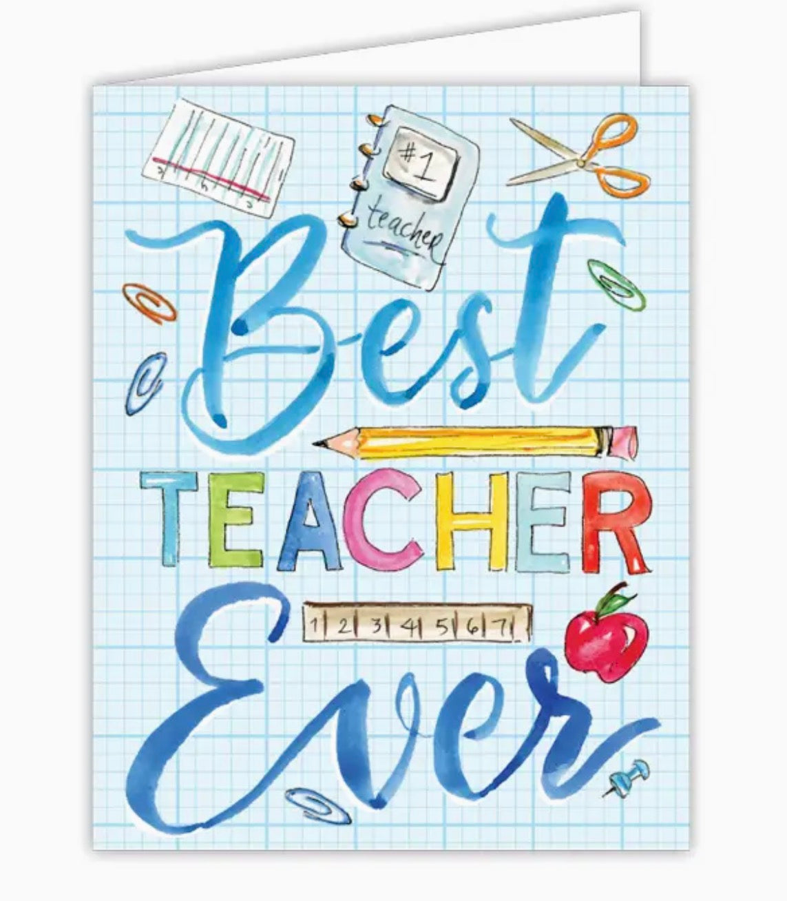 Teacher Icons “Best Teacher Ever” Hand-painted Greeting Card