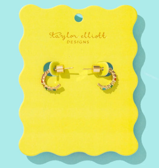 Hallie Colorful Huggie Earring by Taylor Elliott Designs