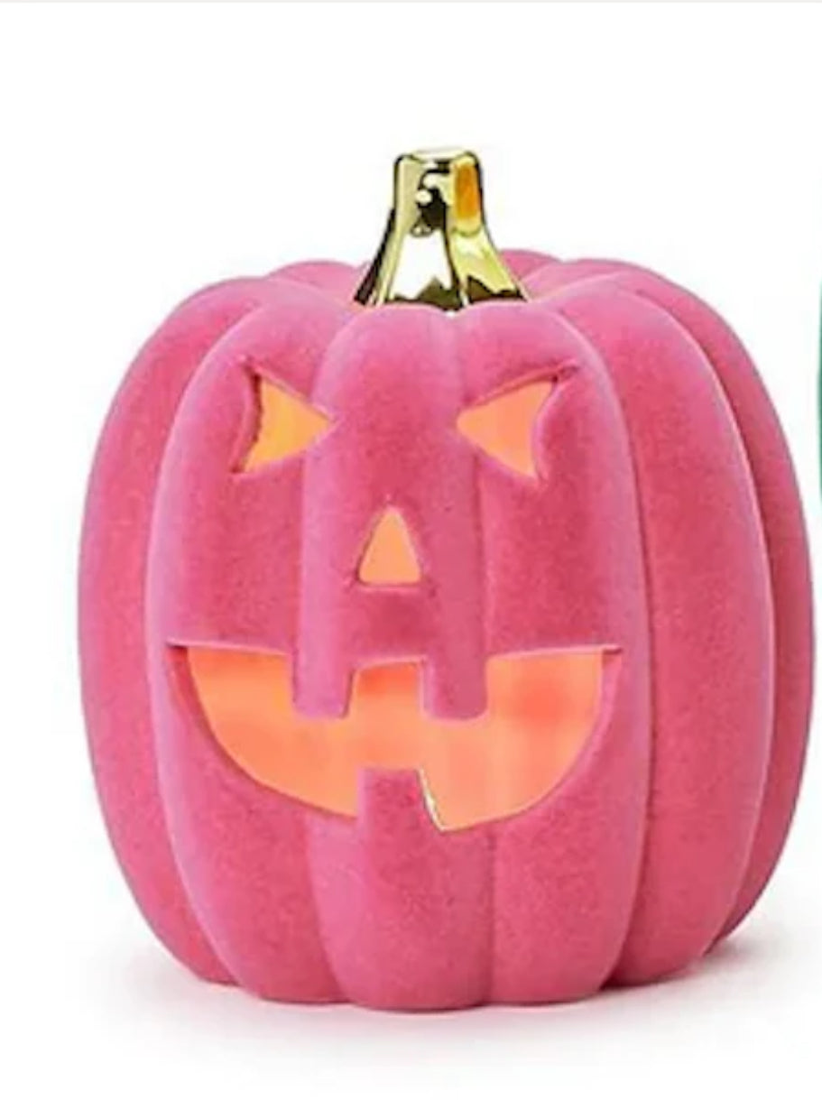 LED Flocked Ceramic Pumpkins