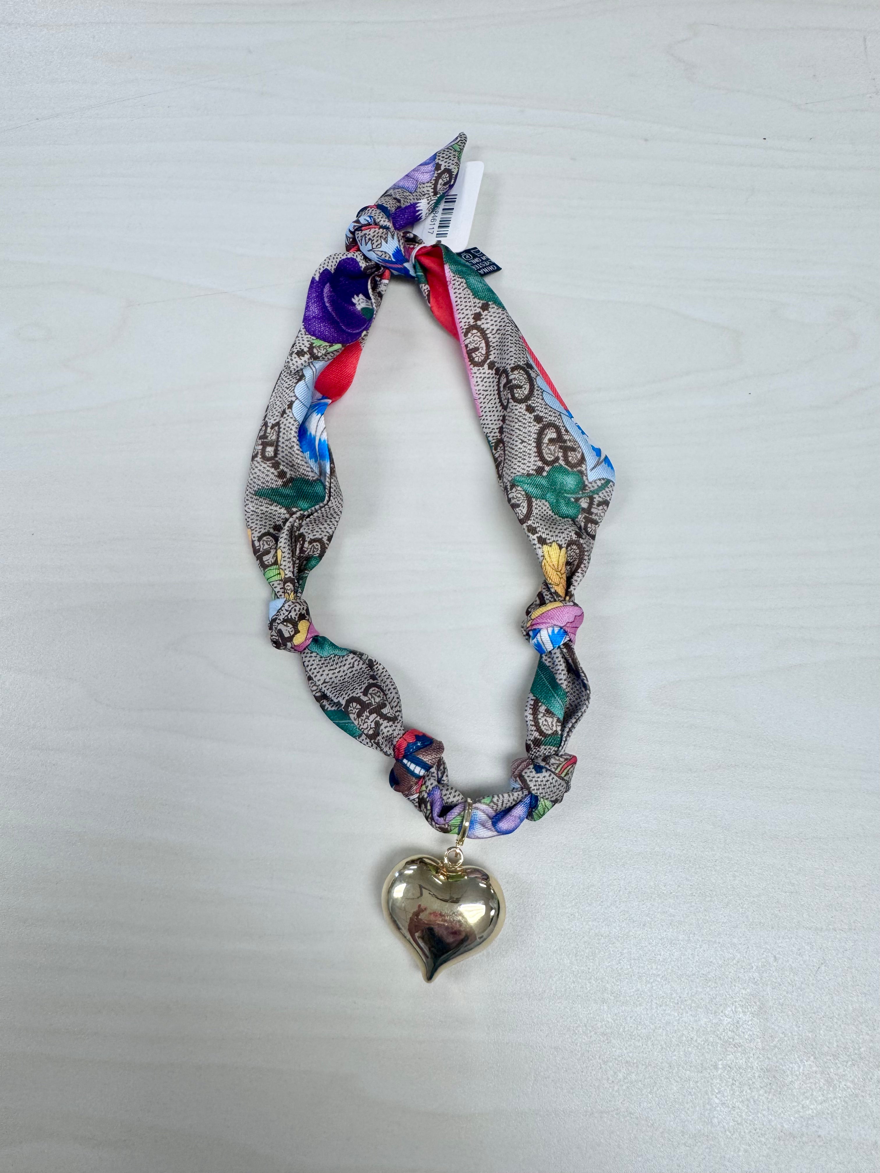 Puffy Heart Scarf Necklace
