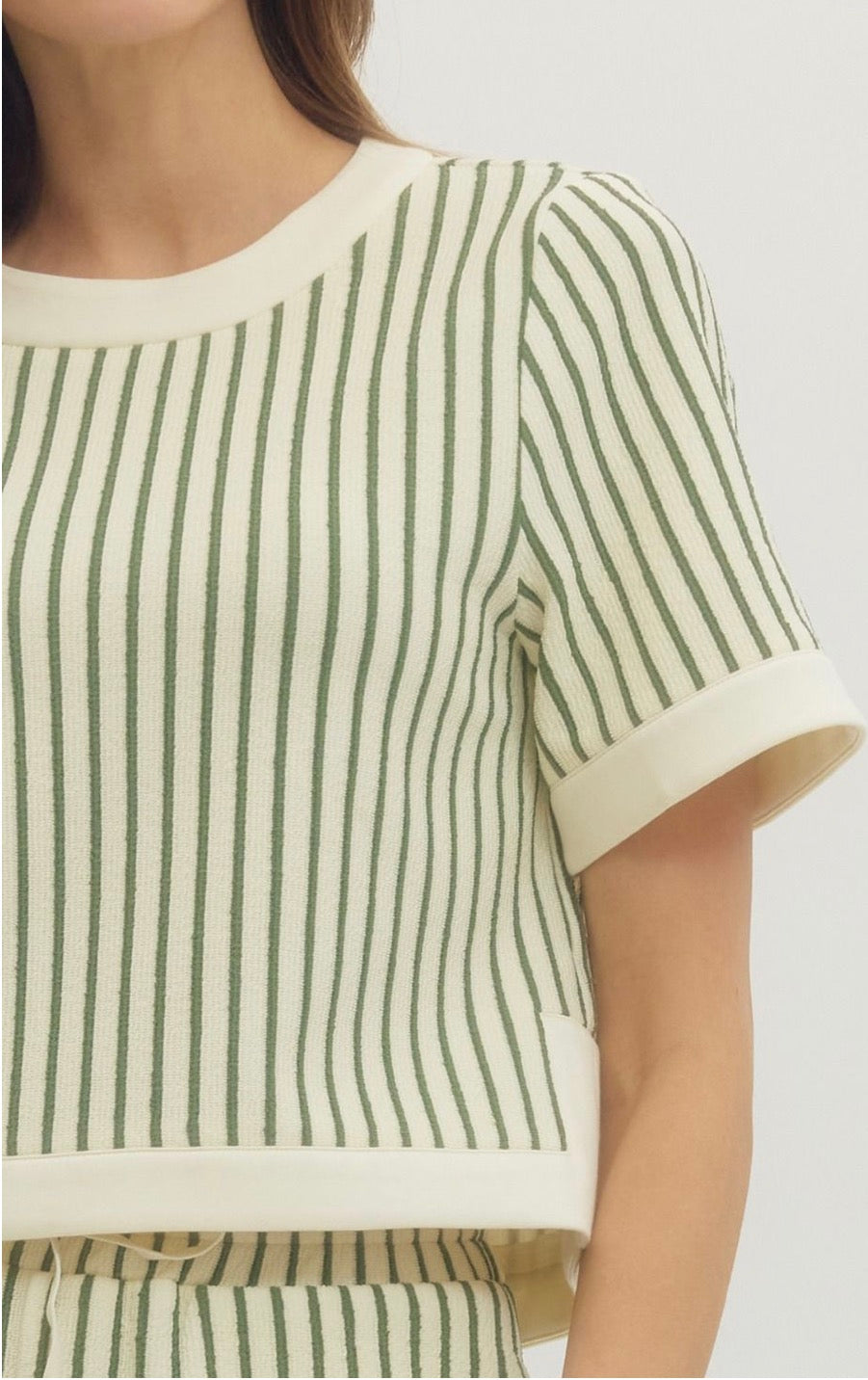 Matcha Knit Stripe Short Set