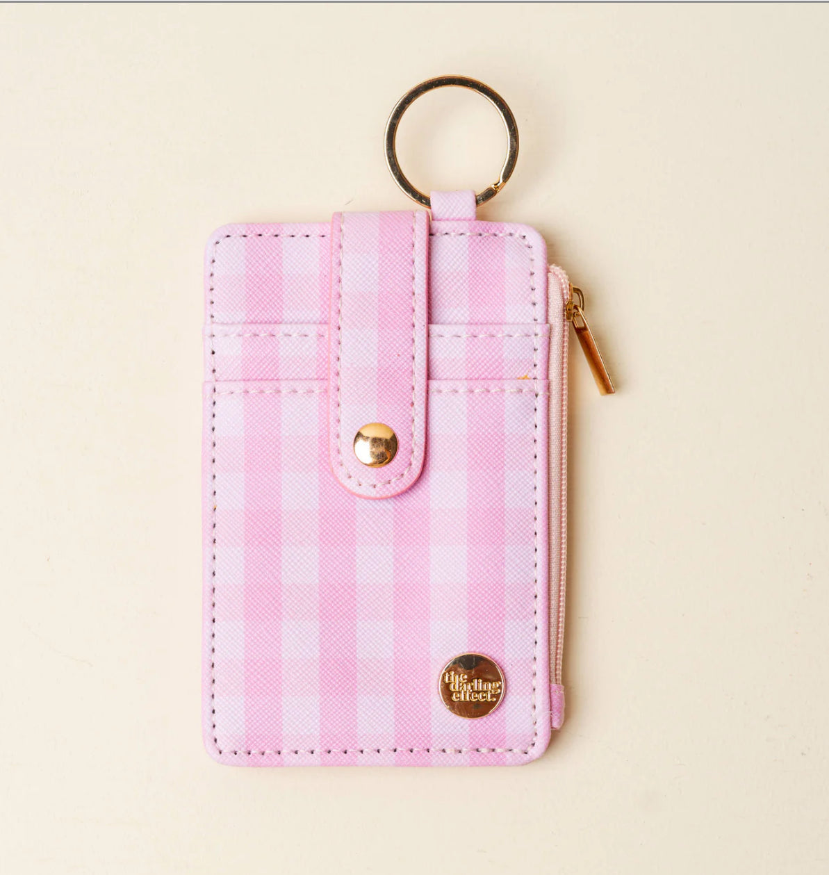 Pink Gingham Keychain Wallet