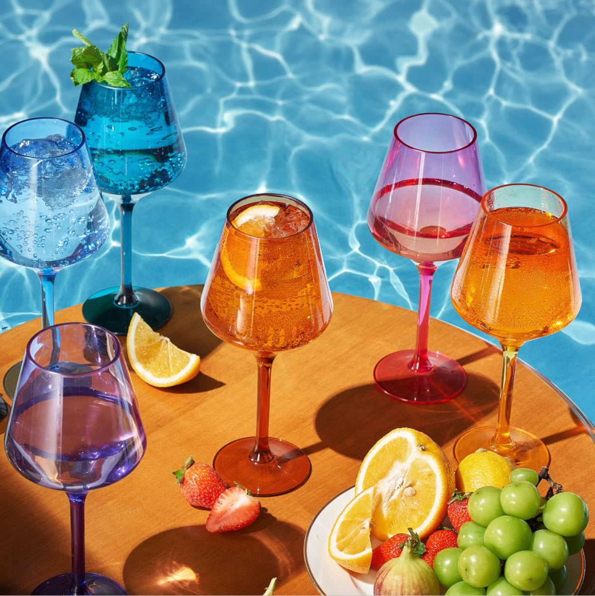 Unbreakable Acrylic Colorful Stemmed Wine Glass Set