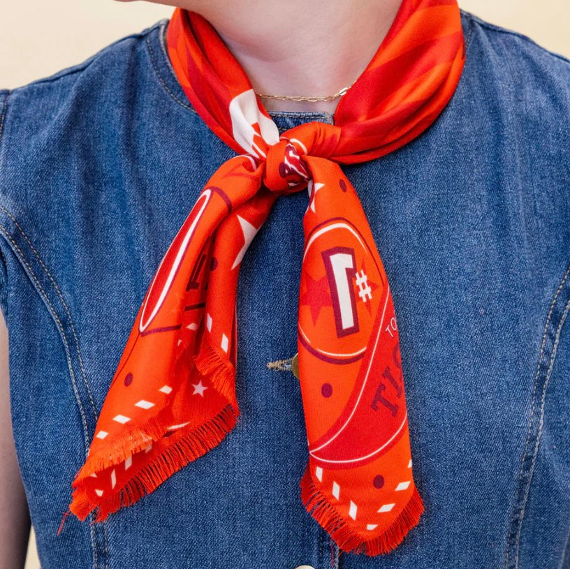 Red Fringed Spirit Scarf | Saturday Silks