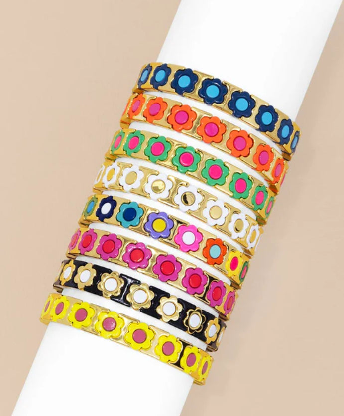 Flower Enamel Stretch Bracelet