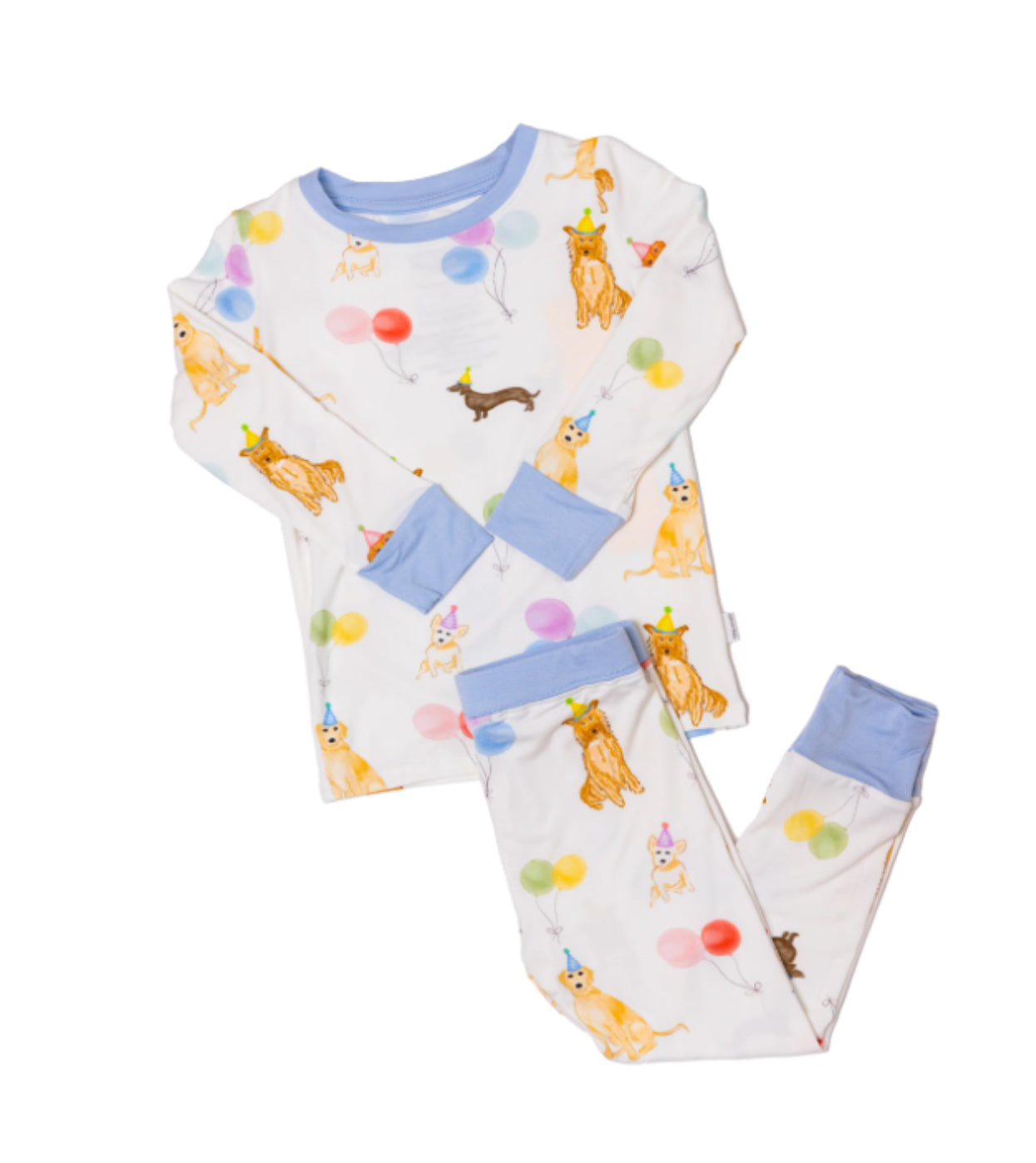 Blue Dog Party Two Piece Pajama Set: The Uptown Baby