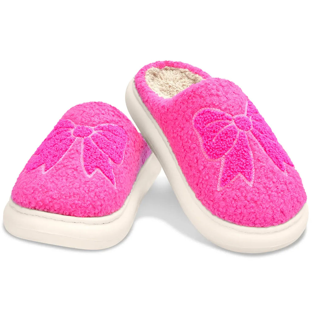 Pink Cozy Bow Slippers