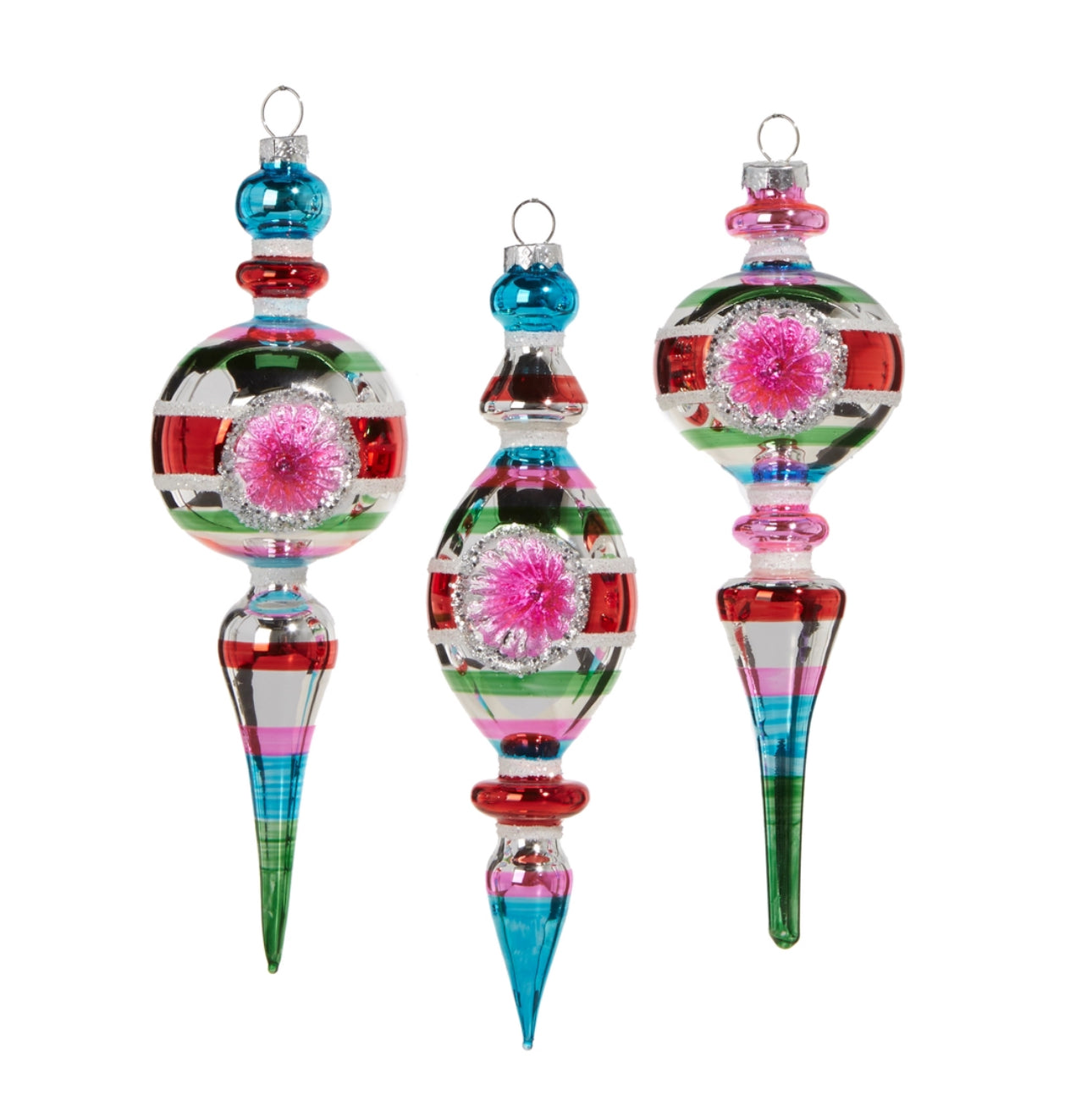 Striped Vintage Finial Ornament 8.5”