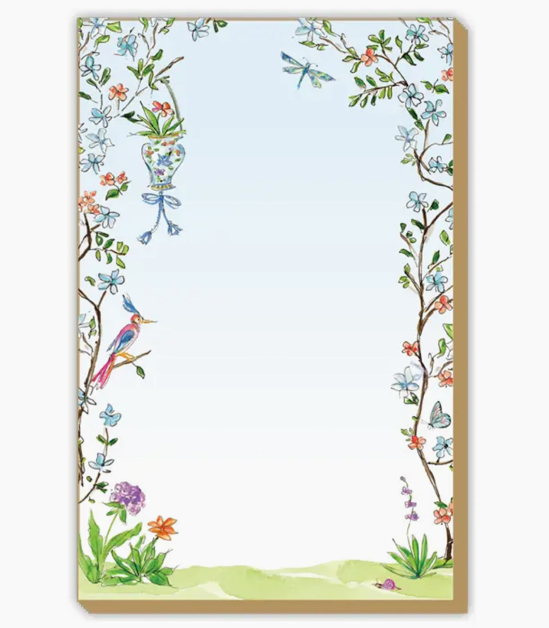 Handpainted Roseanne Beck Blue Enchanted Garden Large Luxe Notepad