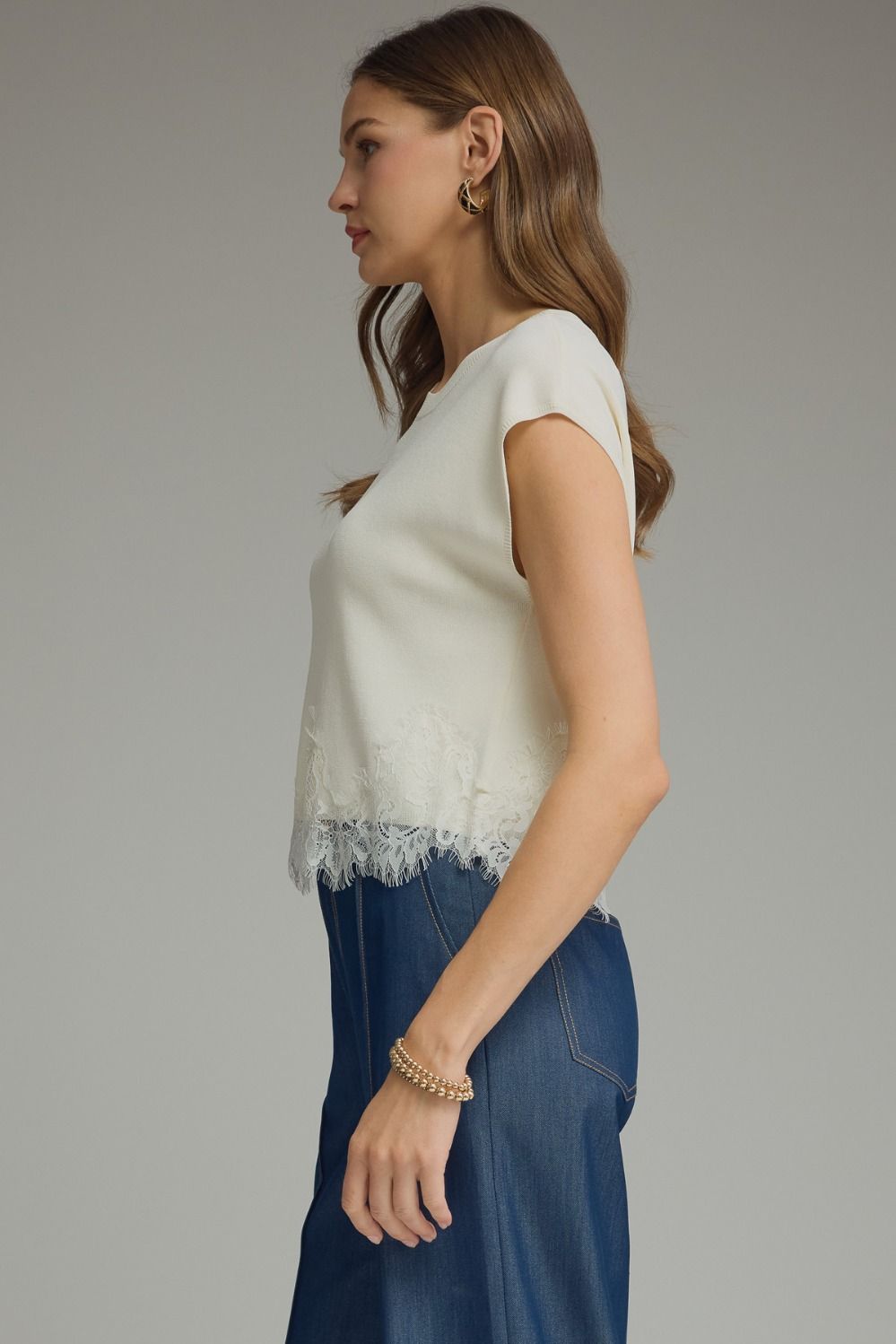 Cream Sweater Knit Top