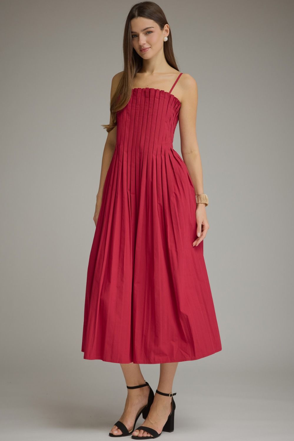 Pleated Ruby Maxi Dress