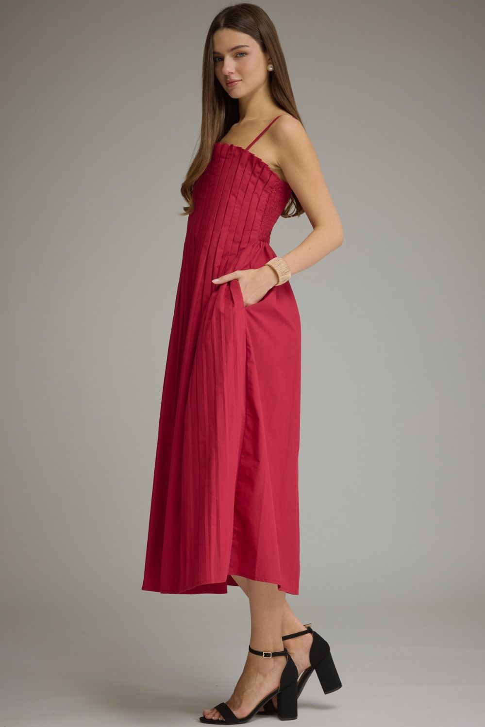 Pleated Ruby Maxi Dress