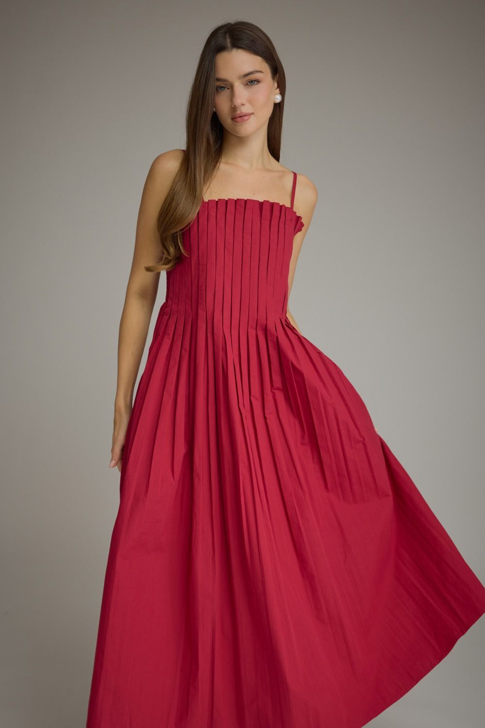 Pleated Ruby Maxi Dress