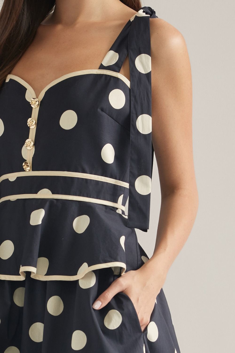 Black Polka Dot Peplum Maxi Dress