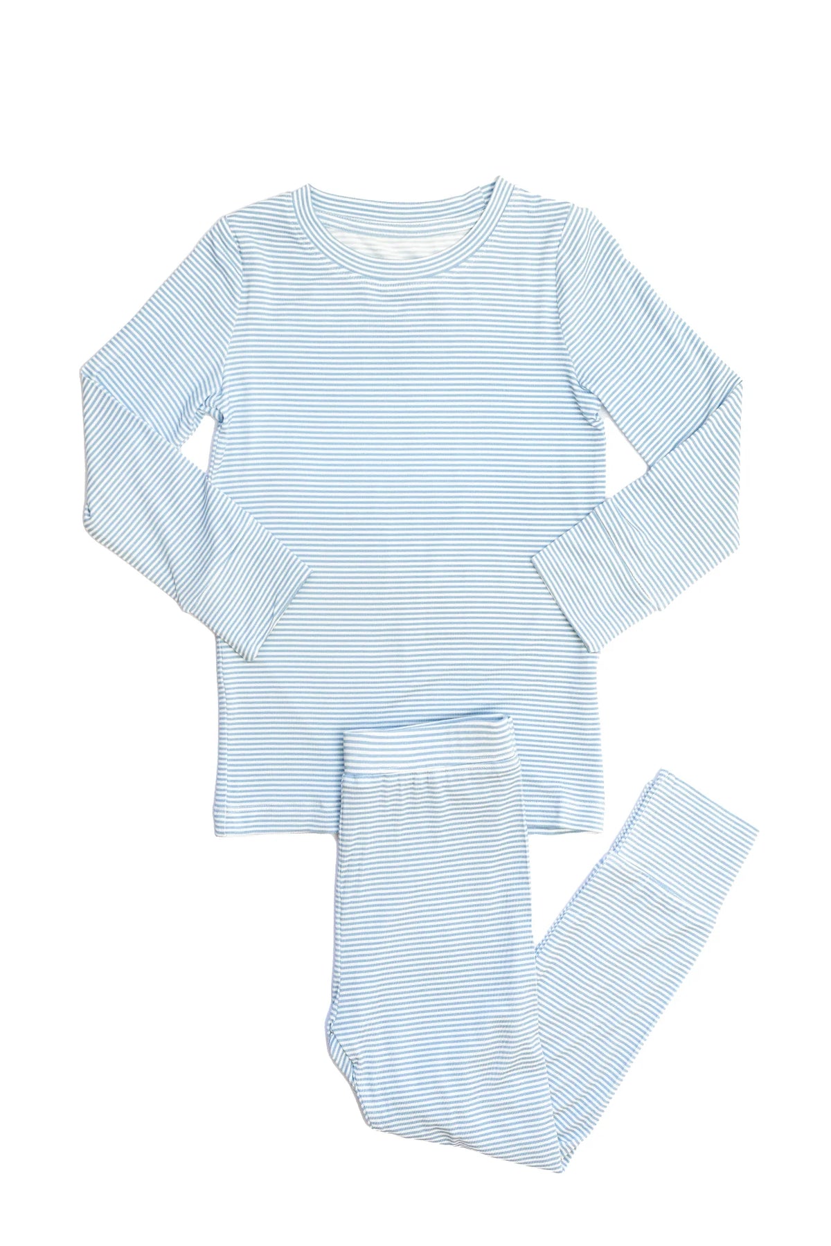Dusty Blue Mini Stripe 2-piece Pajama Set | The Uptown Baby