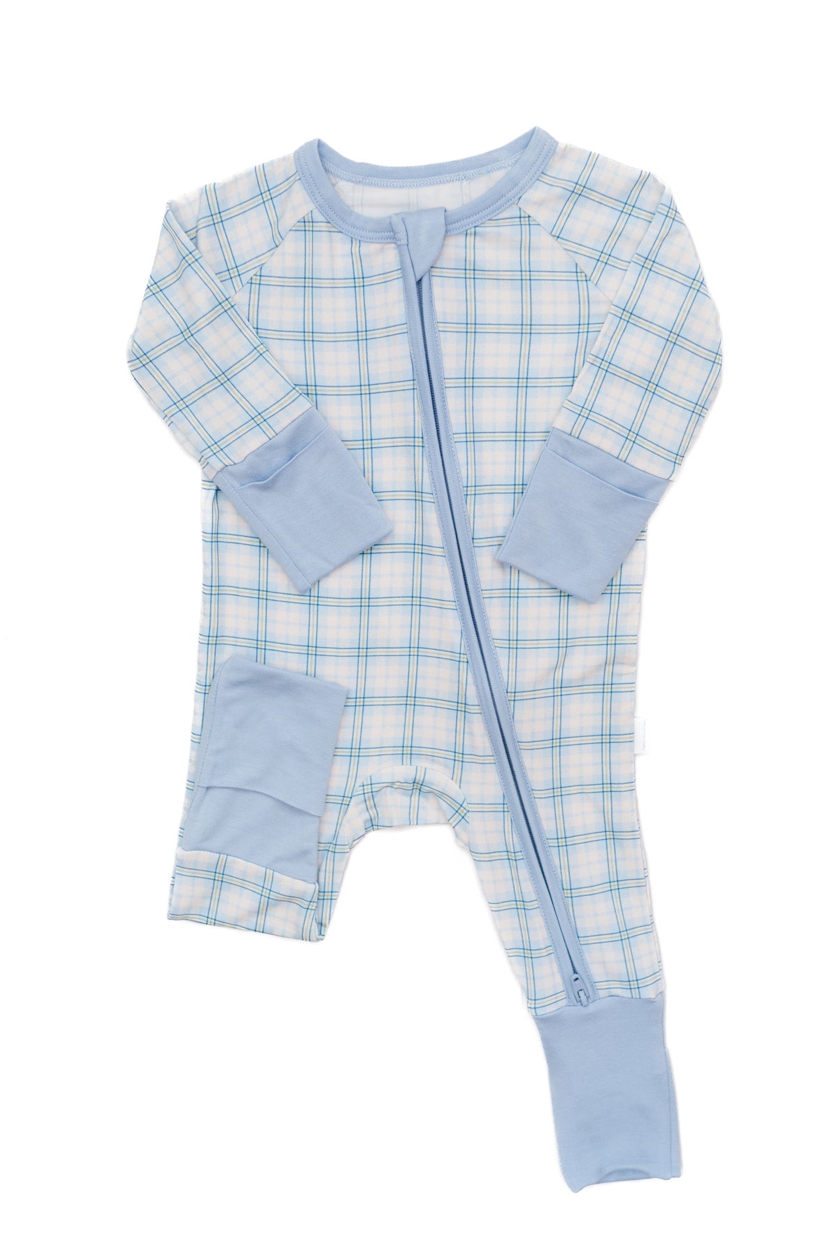 Blue Plaid Sleep Romper | The Uptown Baby