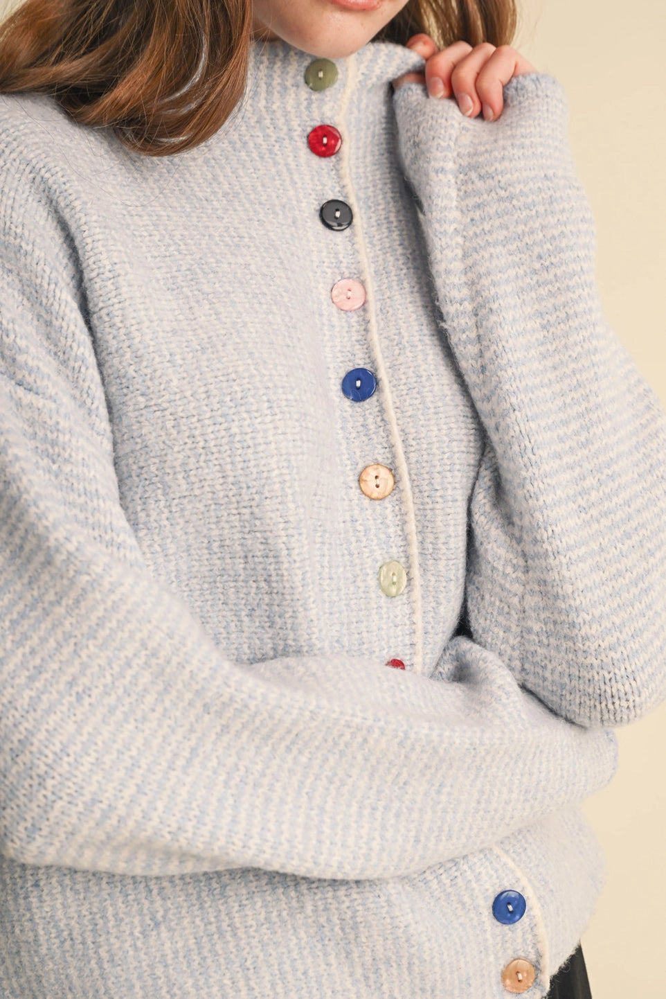 Colorful Button Front Sweater