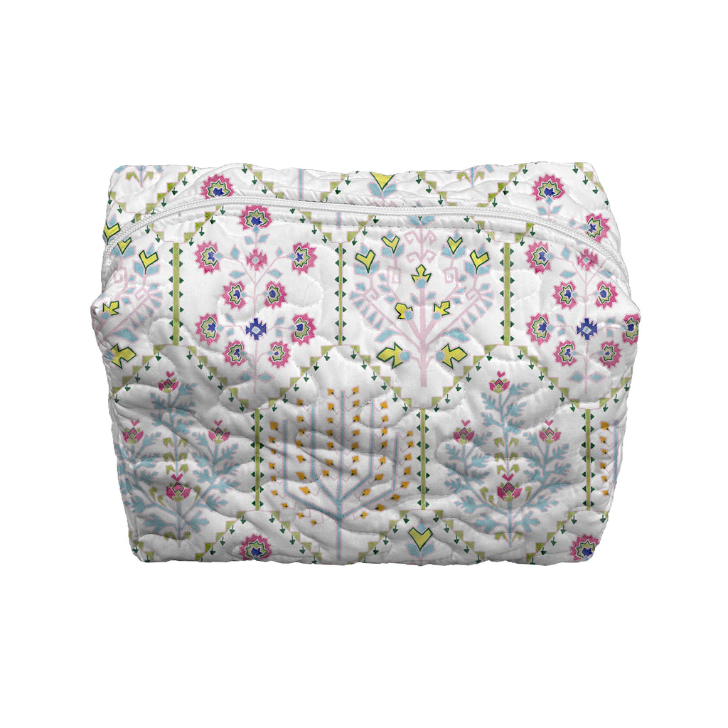Tavi White Quilted Large Makeup Bag  | Ida Mae Home