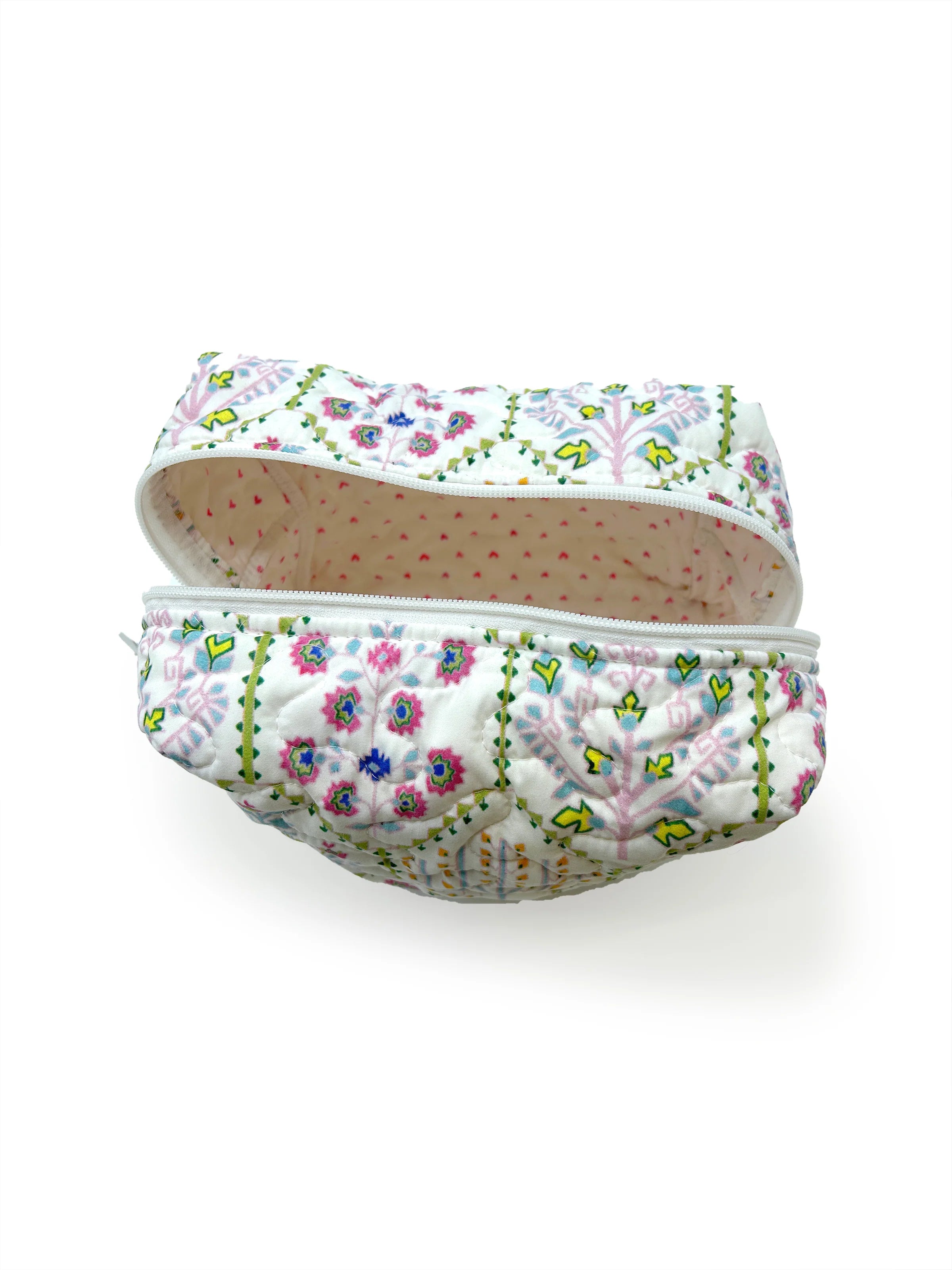 Tavi White Quilted Large Makeup Bag  | Ida Mae Home