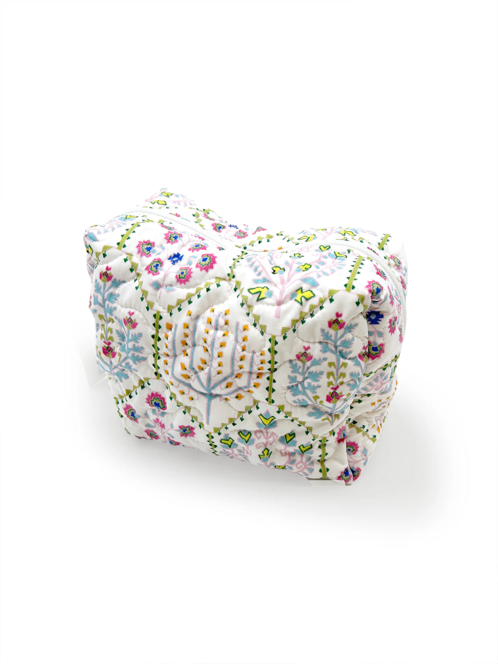 Tavi White Quilted Large Makeup Bag  | Ida Mae Home
