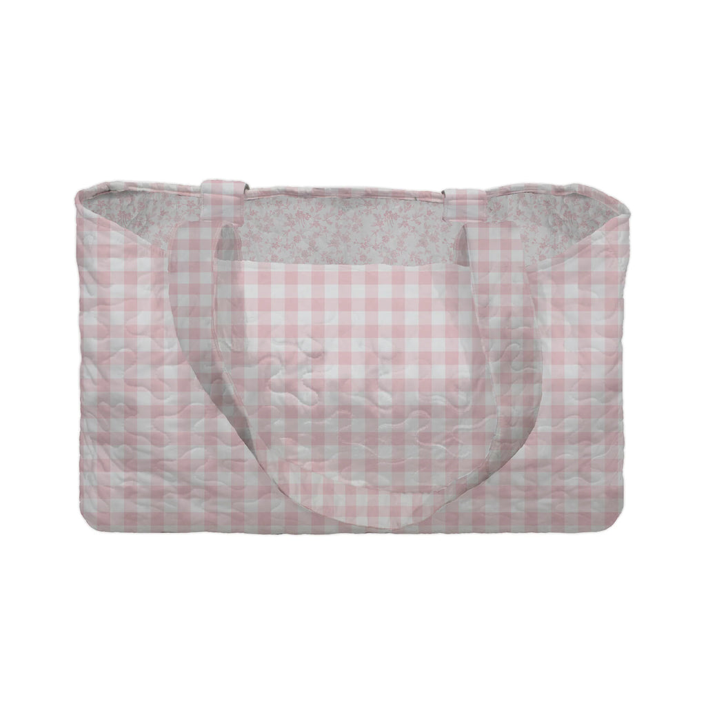 Pink Gingham Quilted Tote Bag  | Ida Mae Home
