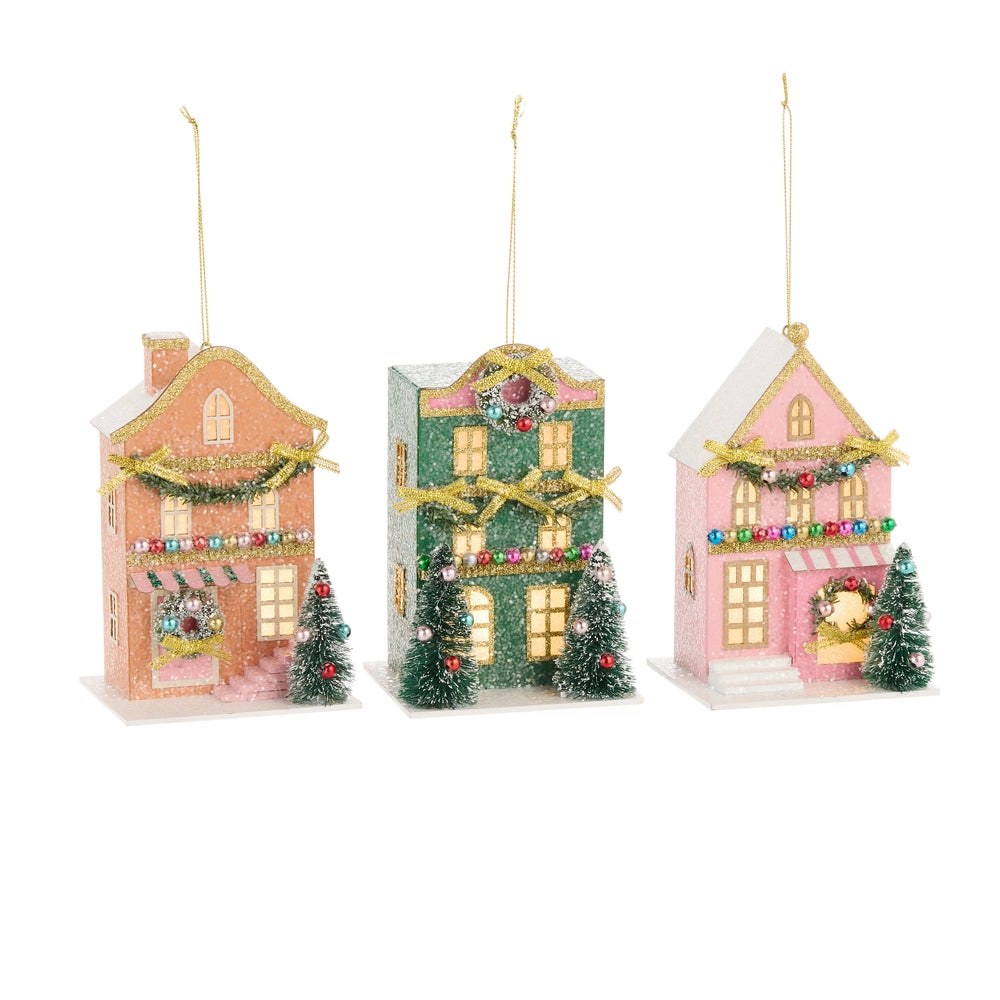 Lighted 5.5” Paper House Ornament