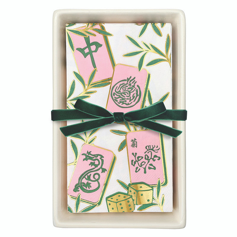 Mahjong Guest Napkin Dish with Napkins
